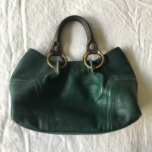 Kenneth Cole textured leather green tote purse